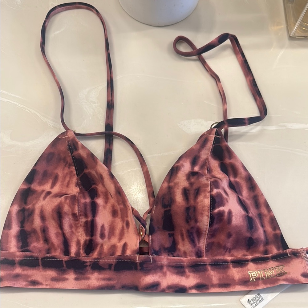 PINK Victoria's Secret Leopard Print Bra - Pink and Black